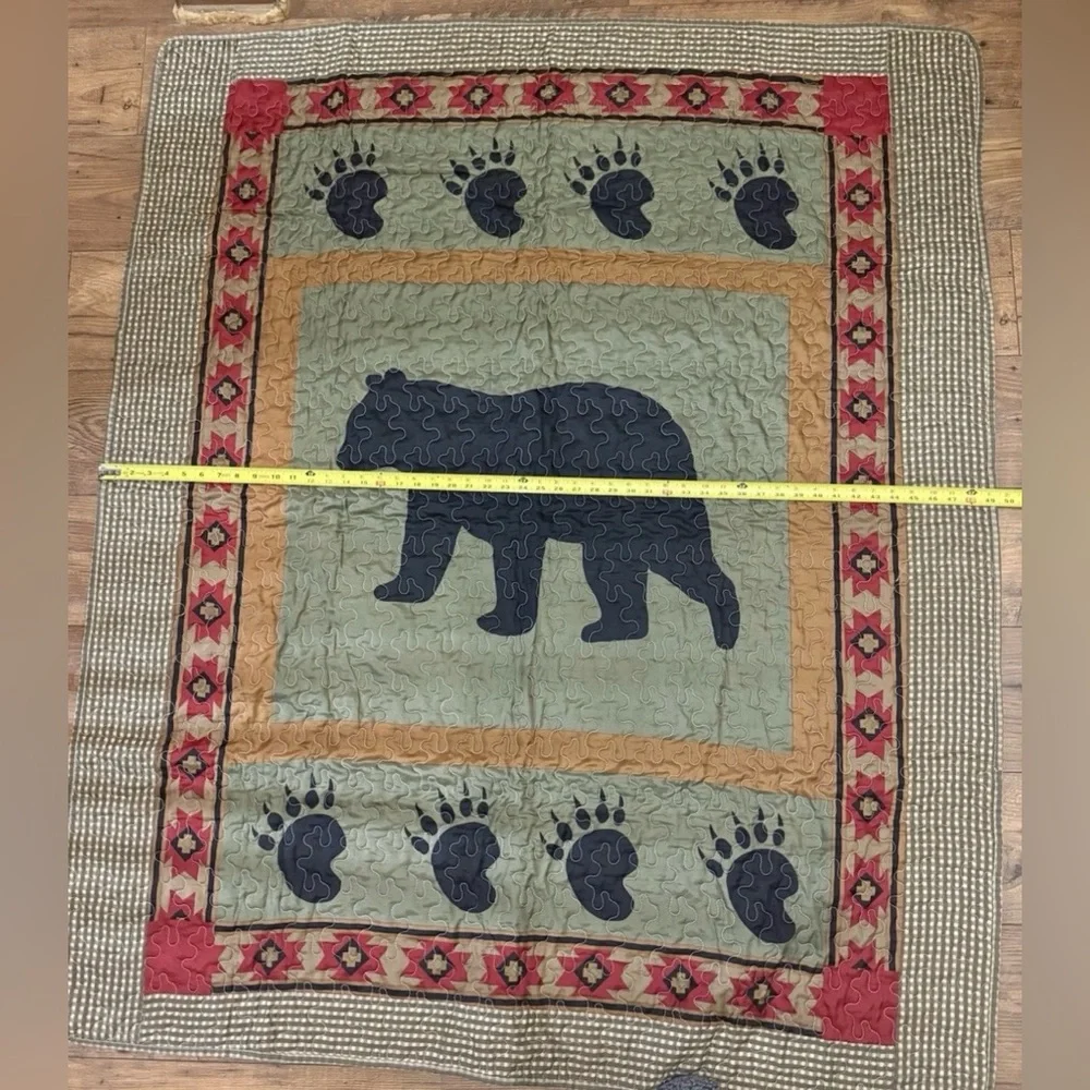 Donna Sharp Bear Lodge Quilt Set Throw Blanket w 2 Pillow Shams Rustic Cabin